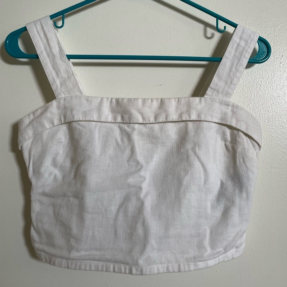 Abercrombie white linen blend crop top - Picture 2 of 7